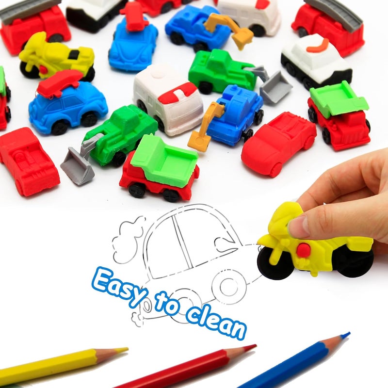 Satomoto 40 pcs Truck Erasers for Kids Classroom Prizes,Truck Eraser Puzzle 3D Take Apart Car Pencil Erasers for Class Treasure Box,Game Rewards,Party Favors,Easter Egg Stuffers - Image 3
